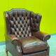 Burgundy Leather Wingback Chesterfield Armchair
