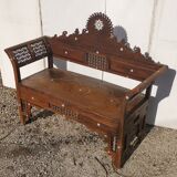 Old Syrian bench wood and mother-of-pearl ethnic bench