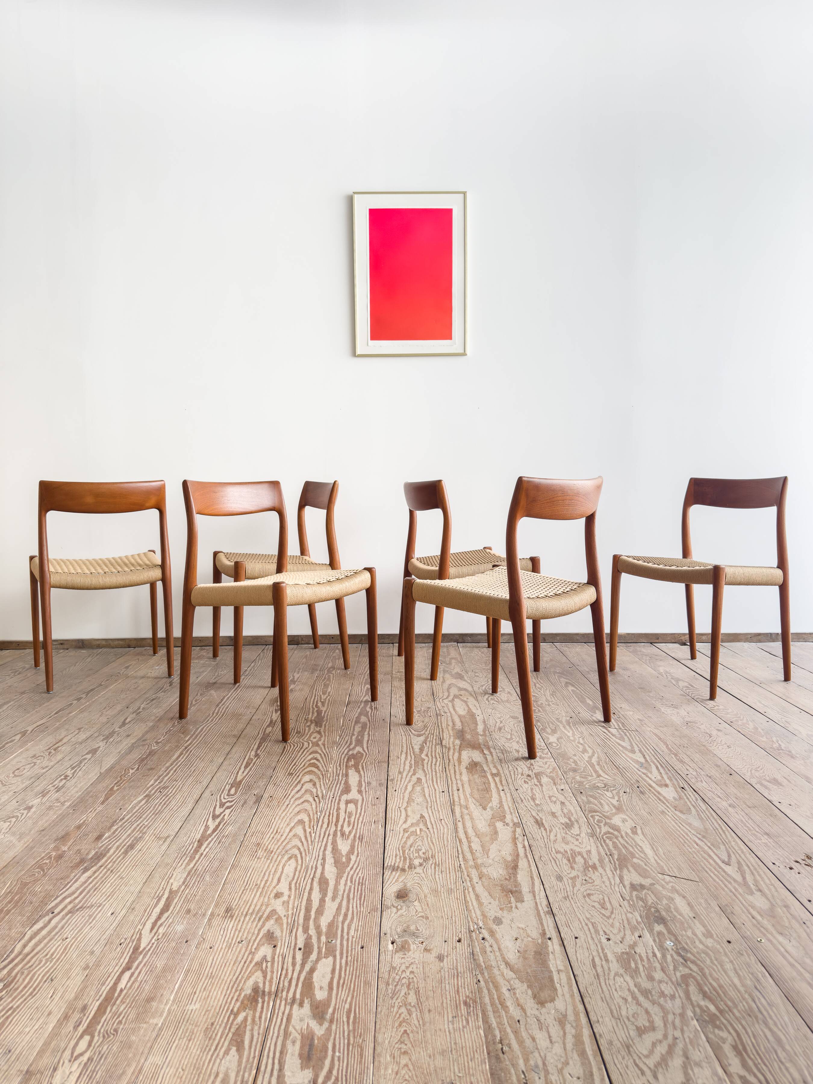 Chaises danoises en teck Mid-Century par Niels O. Møller # 77, set de 6