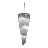 Large spiral chandelier with acrylic crystal trihedrons