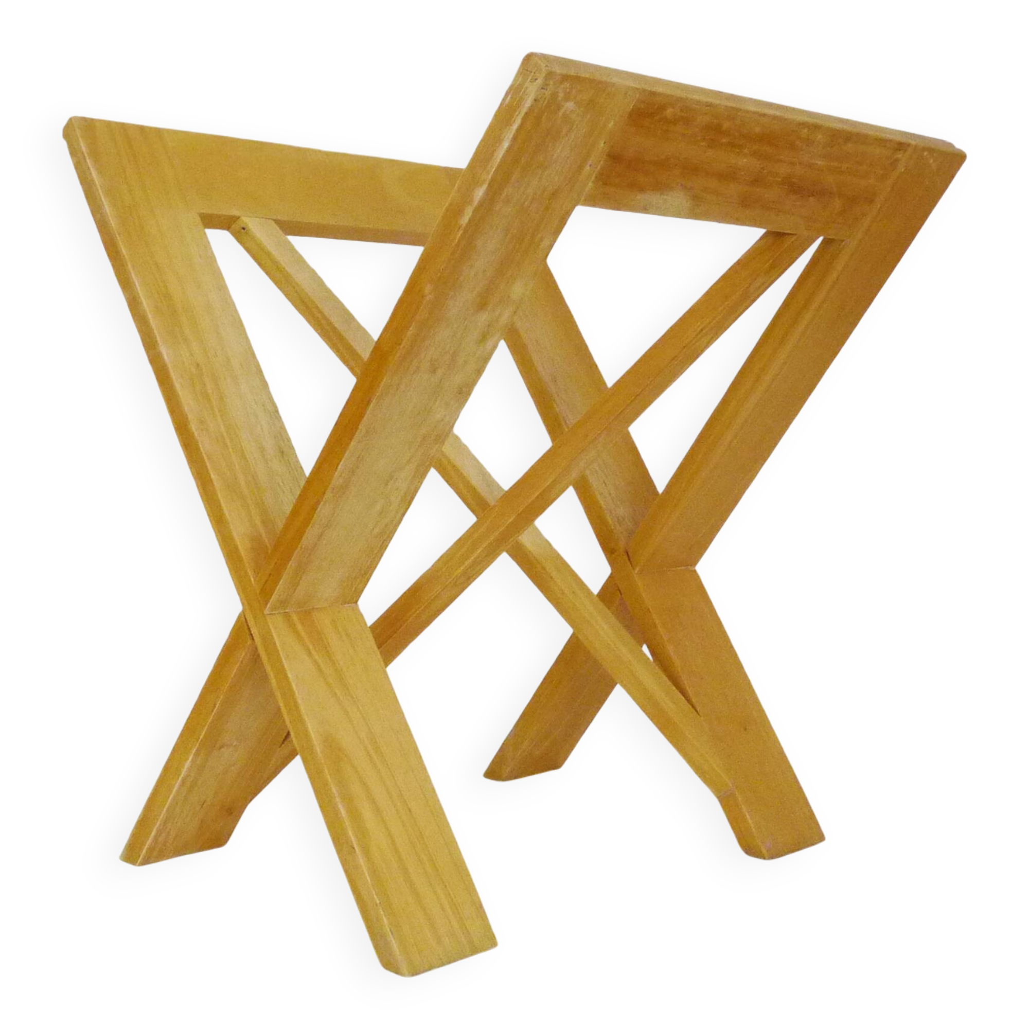 Vintage Scandinavian magazine rack in solid wood. 70s