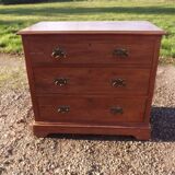 Commode 3 tiroirs noyer et laiton