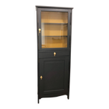 Vitrine vintage en bois massif, noir et jaune