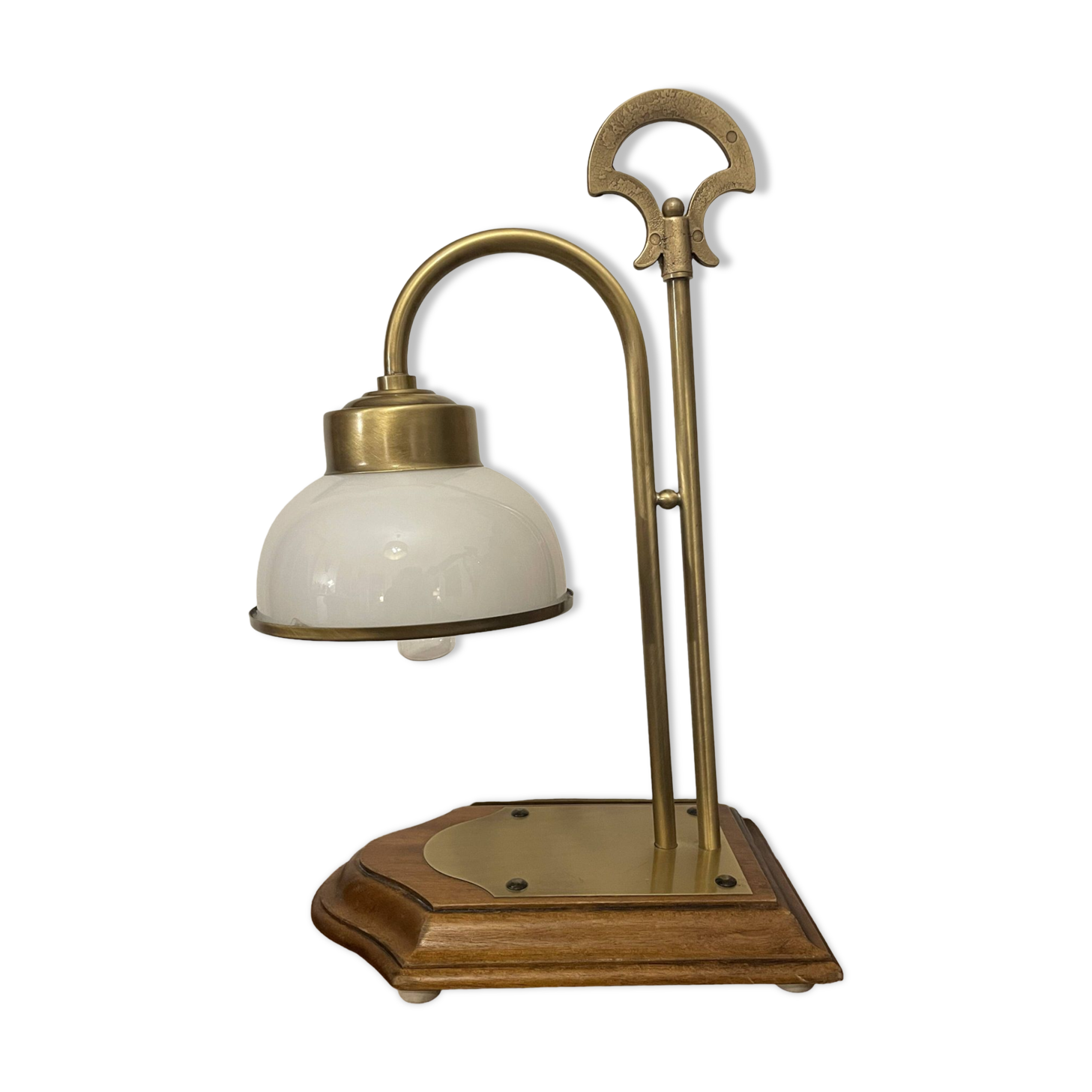 Empire style bedside lamp, wood and brass