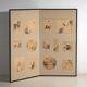 Antique Japanese folding screen with two panels featuring paintings – Japan, circa 1900