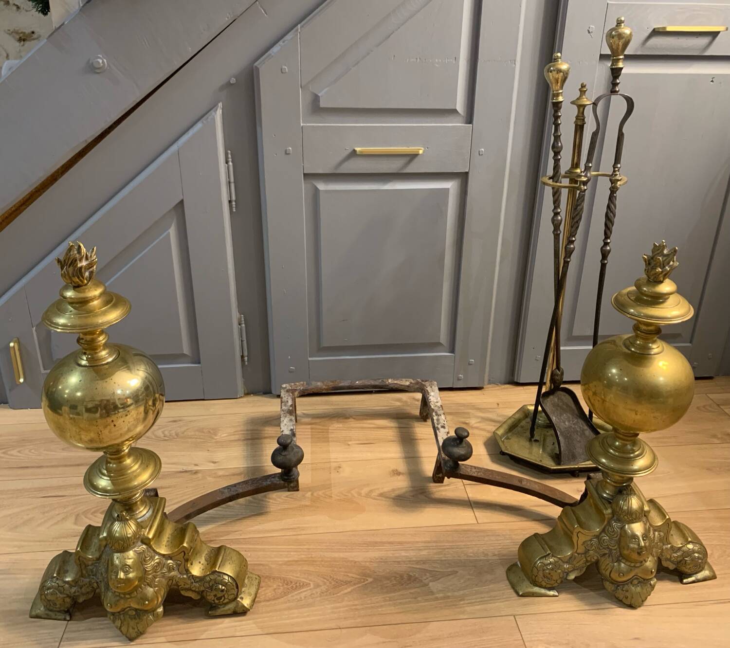 Chimney and fire tools.