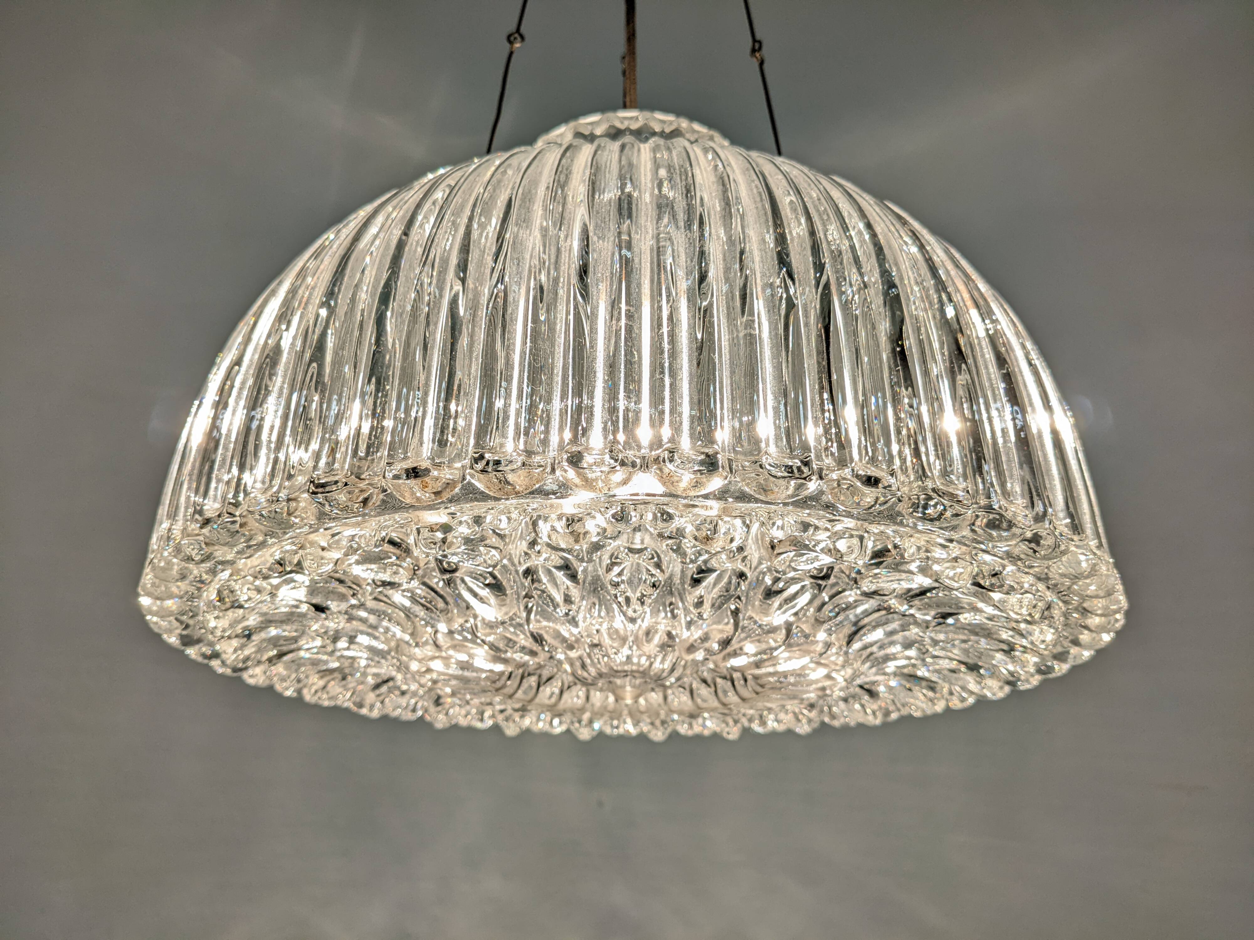 XL dome pendant light in blown glass, Italy circa 1960