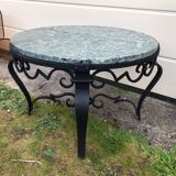 Low marble and black metal table