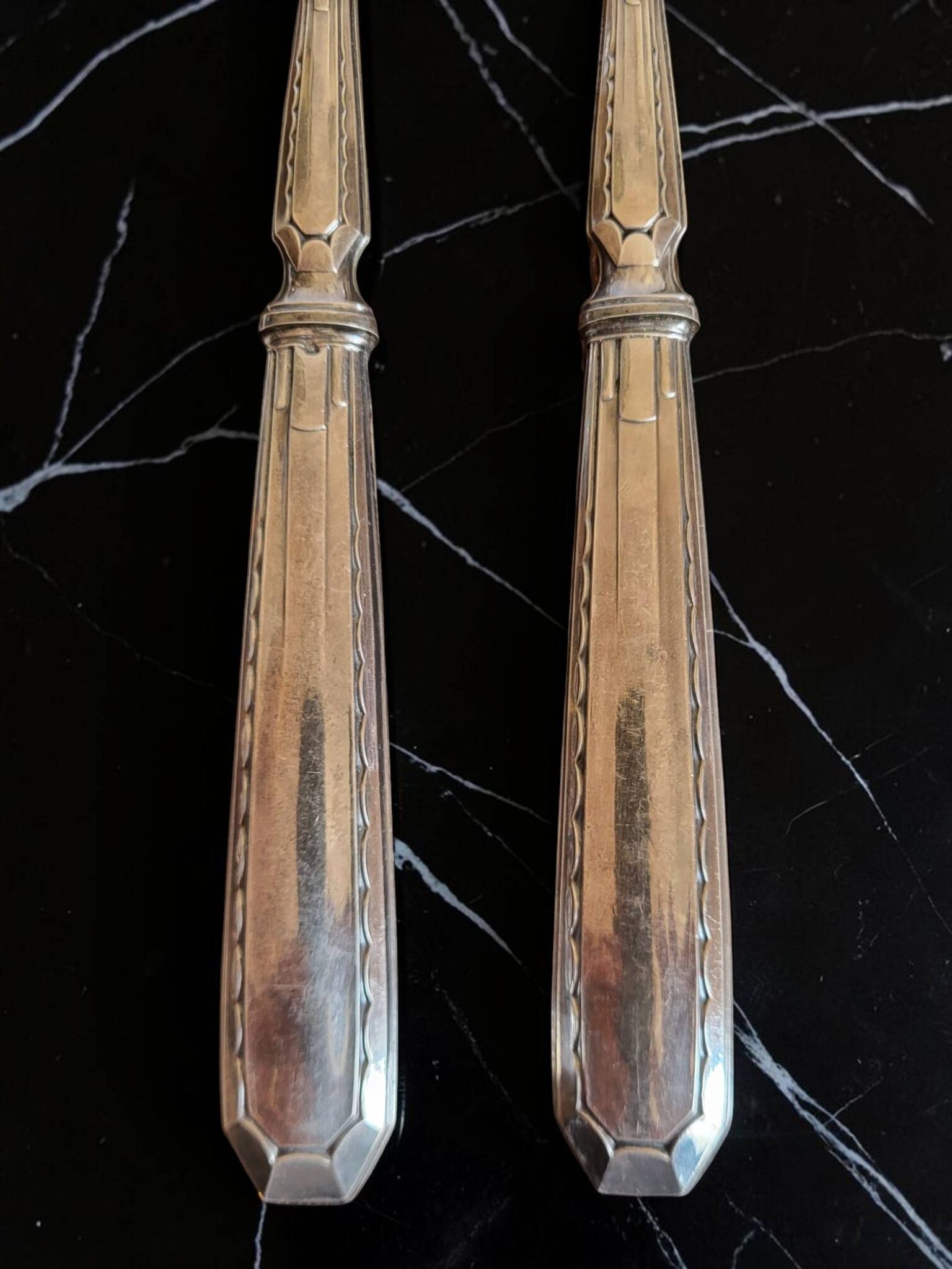 Silver salad cutlery Minerva hallmark
