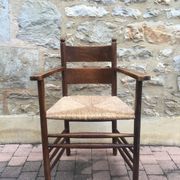 Fauteuil paillé rustique