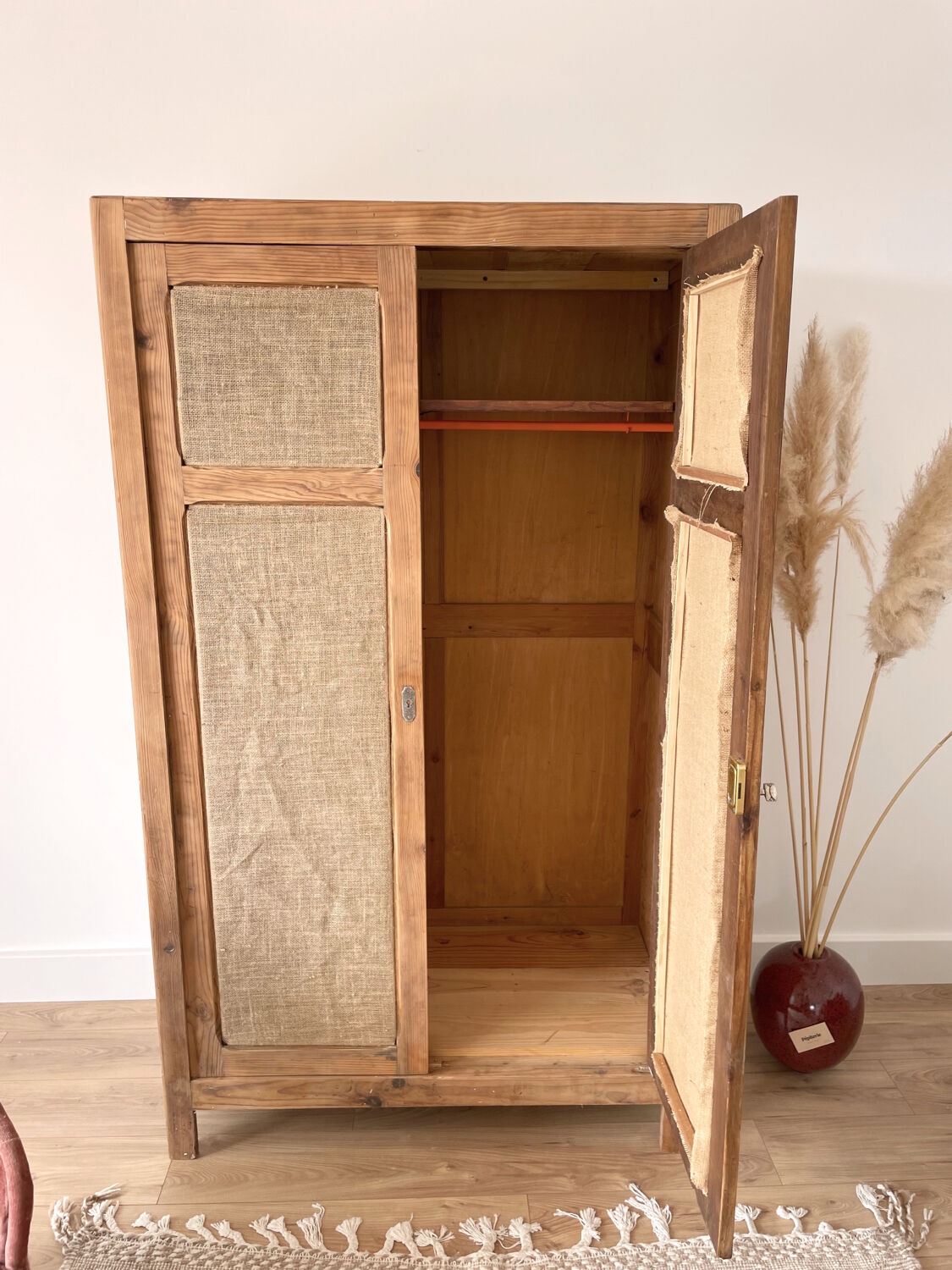Wardrobe Parisian vintage raw wood bohemian