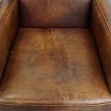 Set of 2 Sheepskin Leather Art Deco Design Armchairs