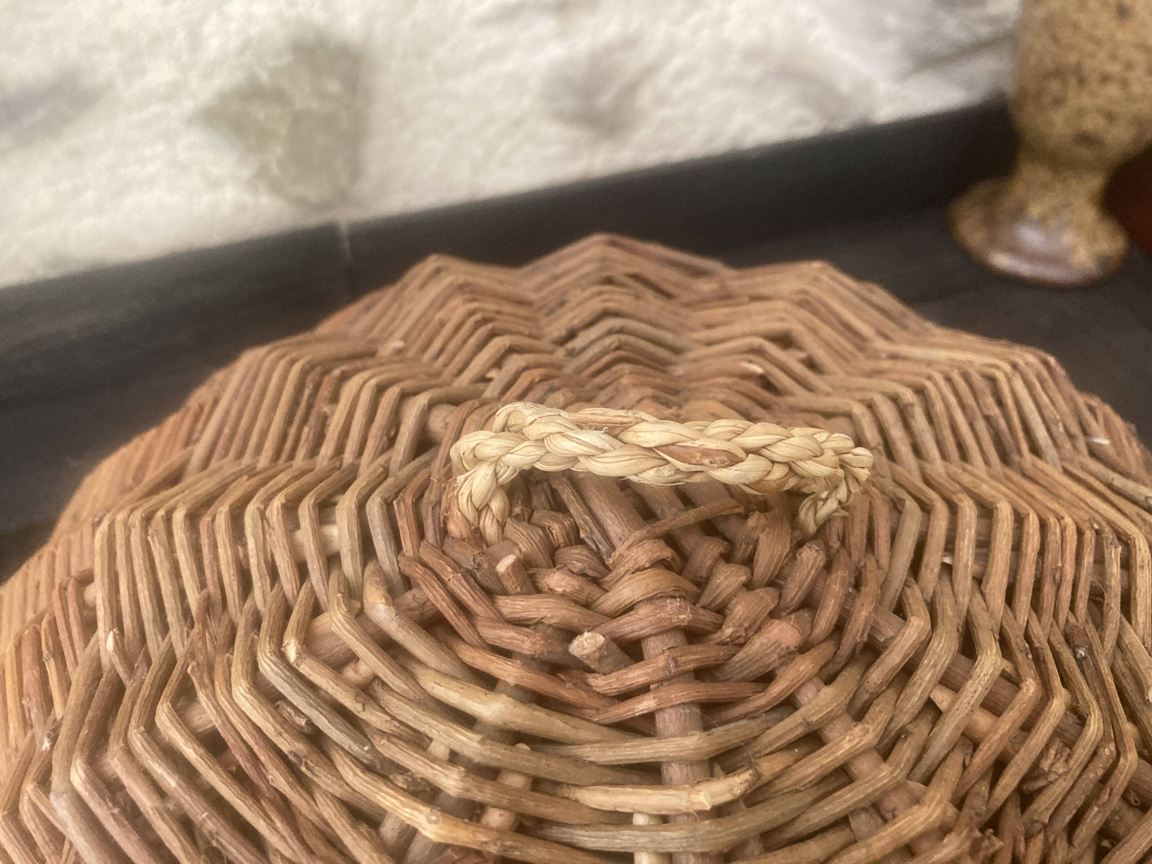 Vintage braided wicker fruit bell