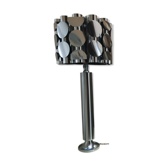 Vintage 70's brushed steel cylindrical lamp