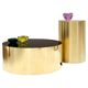 Individual side table, in the shape of a full moon, brass/steel and high-gloss laminate, size L.