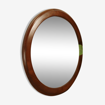 Miroir rond vintage en bois