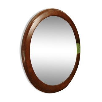 Miroir rond vintage en bois