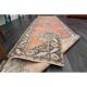 Vintage Turkish Oushak handmade wool cotton red runner rug 94x335