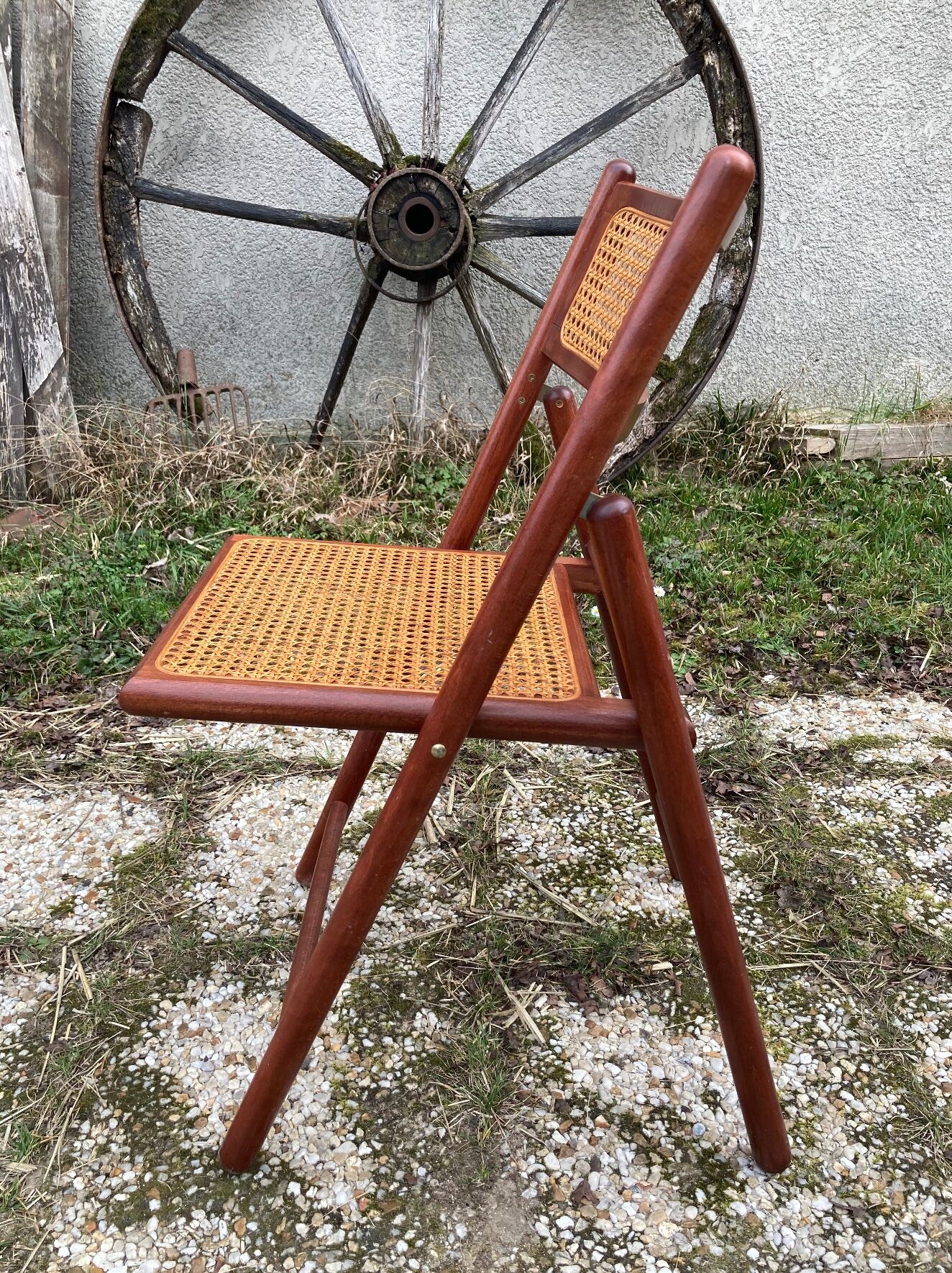 Pair of Italian folding chairs in vintage canning