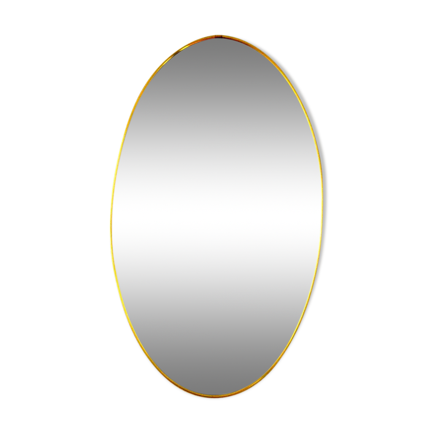 Brass 1960's vintage oval mirror, 36x61cm