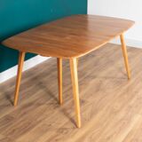 Retro Blonde Elm Model 444 Grand Plank Dining Table & 8 Goldsmith Dining Chairs