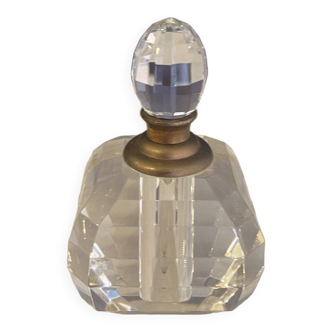 Flacon de parfum ancien en cristal avec pipette bouchon à vis