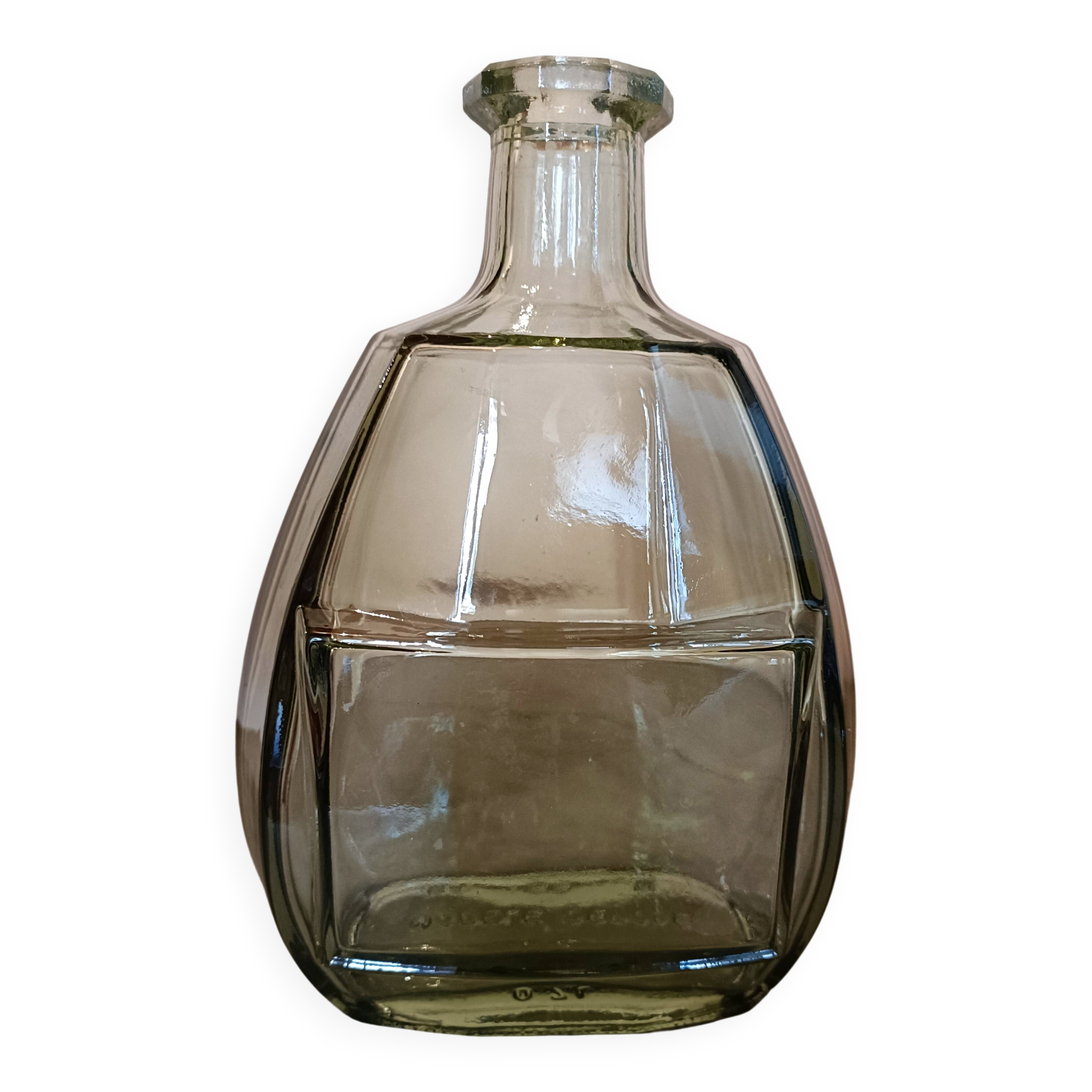 Antique smoked glass bottle, Art Deco style