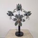 Hollywood Regency 5-Light Lotus Flower Table Lamp in Smoked Glass, 1980's
