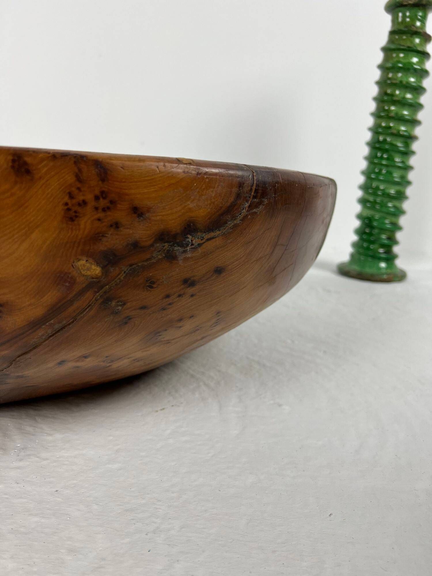 Large plate made of thuya root, Morocco, 1980s, Ø70 cm