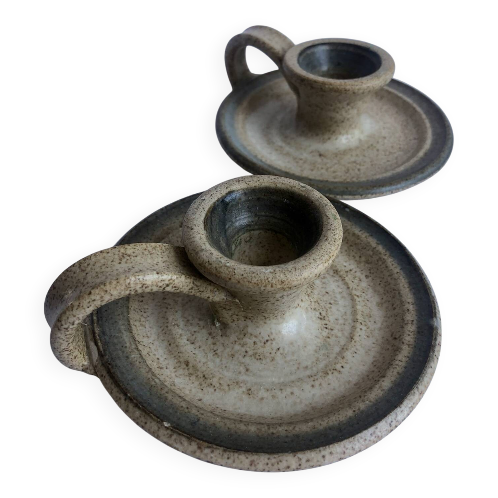 Handcrafted stoneware candle holders