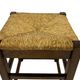 Vintage wooden stool straw seat 60s minimalist design
