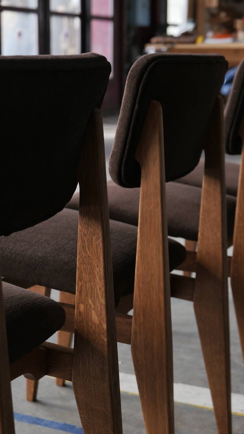 Set of six marcel gascoin chairs model ca, arhec edition.