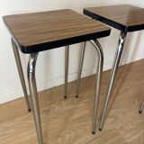 Pair of vintage high stools in formica and chrome metal