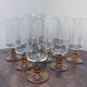 Set of 9 Vintage Amber Stemmed Glasses – 1970s