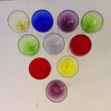 Lot ten vintage colored wine glasses