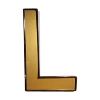 Lettre d'enseigne L vintage or contour noir