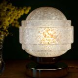 Vintage glass globe table lamp in pink from Clichy.