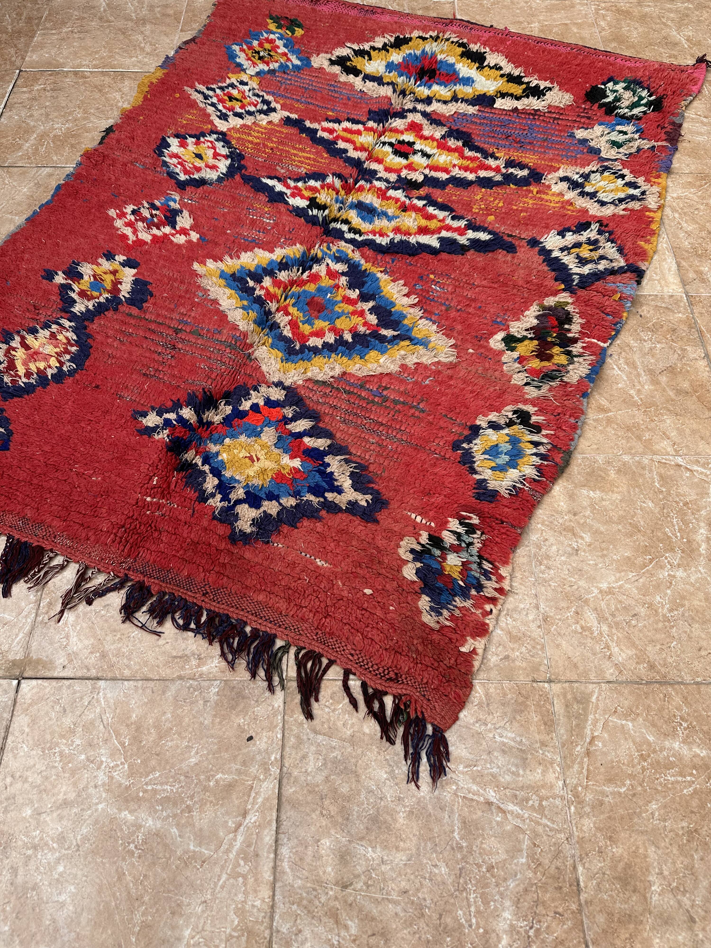 Unique Moroccan Rug - Vintage Art Deco Rug - Boucharouit Rug