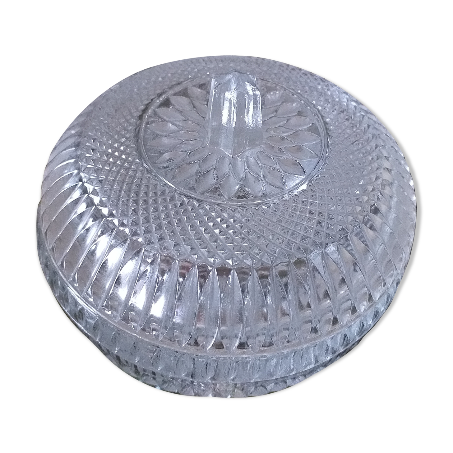 Sucrier en verre moulé ciselé