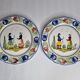 Pair of flat plates HB Quimper, with traditional decoration, 24 cm