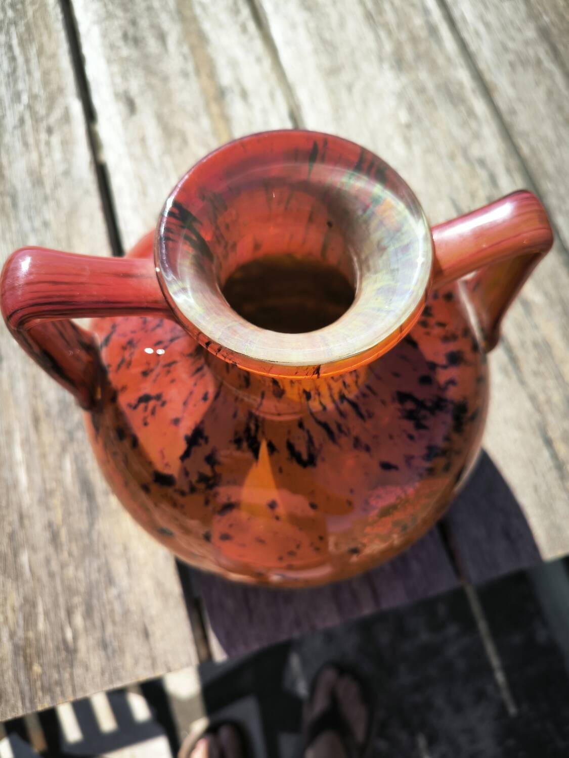 Glass paste vase with gold inclusion Daum 1930