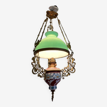 Green and red ceramic chandelier