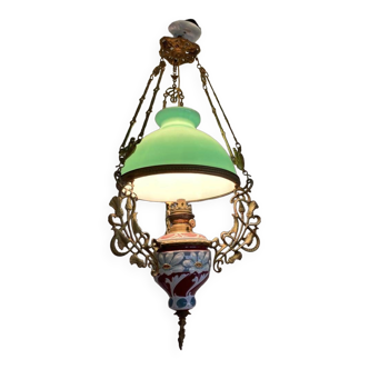 Lustre ceramique vert et rouge