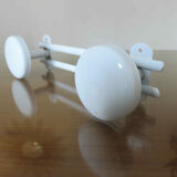 Wall coat rack in white lacquered metal 2 hooks 70s