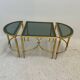 Table basse néoclassique en laiton et verre fumé, 1970