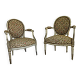 Set of medallion armchairs Louis XVI period 18th