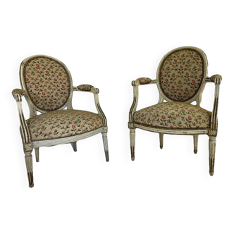 Ensemble de fauteuils médaillon époque Louis XVI, 18ème