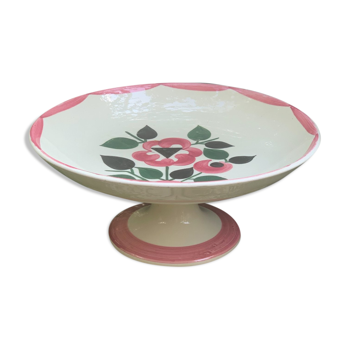 Fruit cup on pedestal in earthenware HBCM service Saida 1920