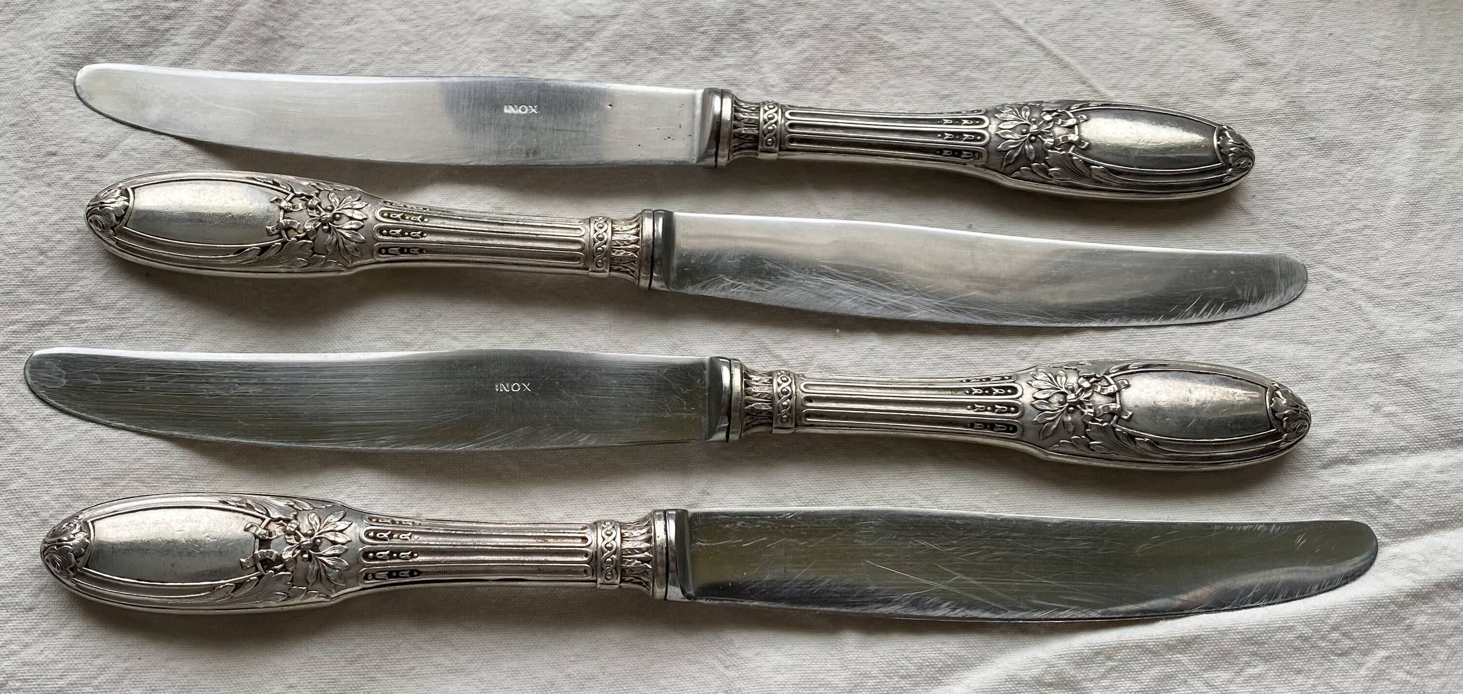 Service de 10 couteaux art nouveau métal argenté