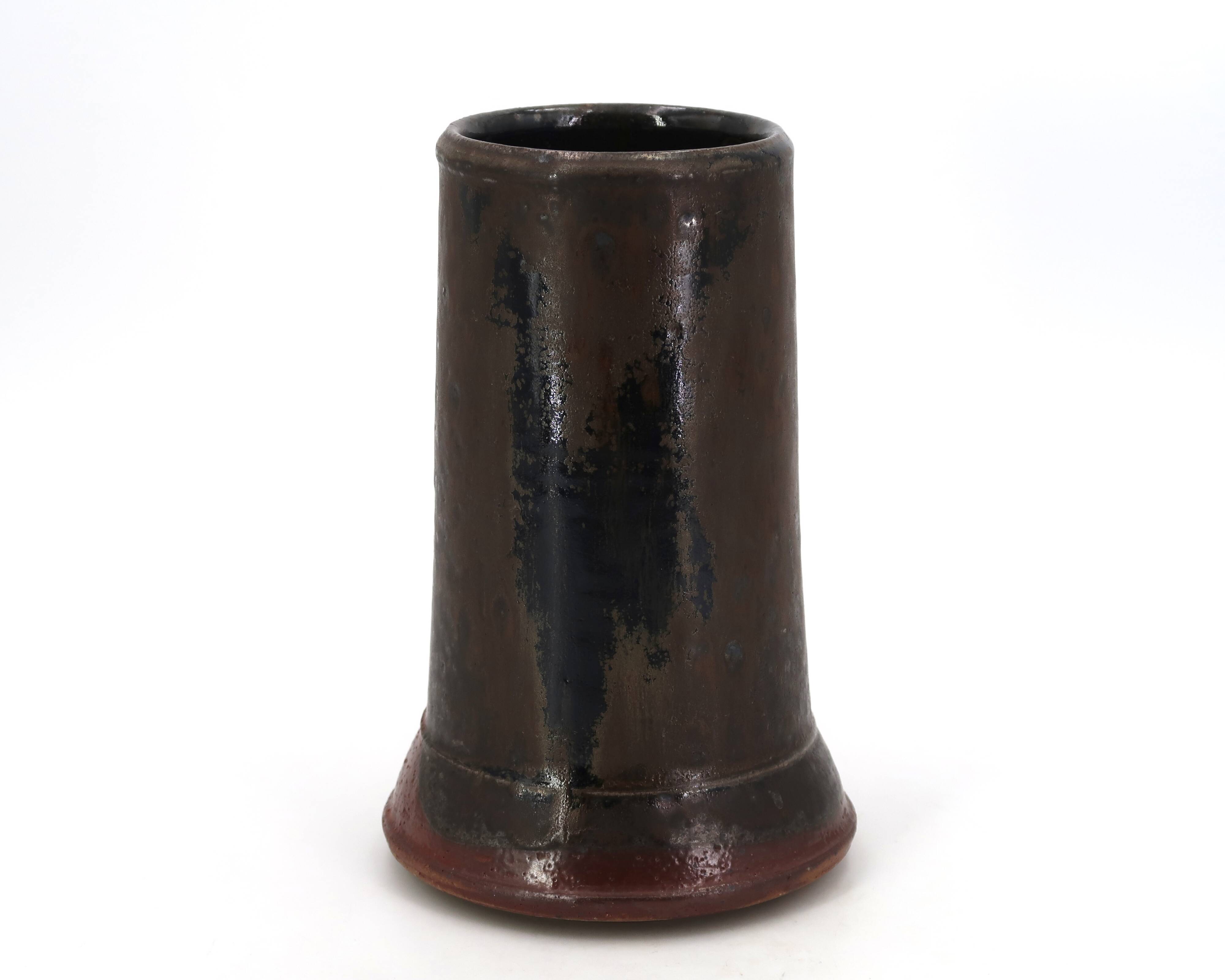 Vase en céramique de Tristan Chaillot, décor abstrait, grès des années 70